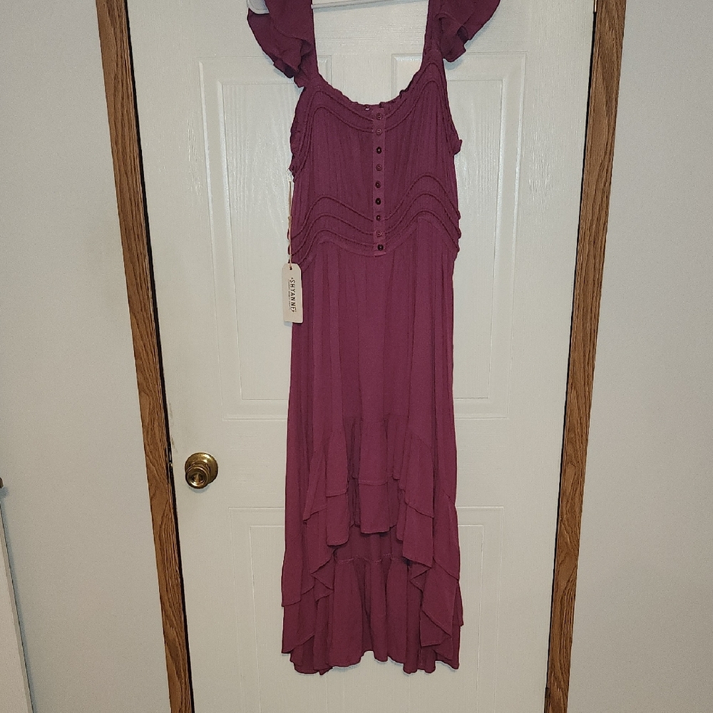 Purple Ruffled Womens Dress